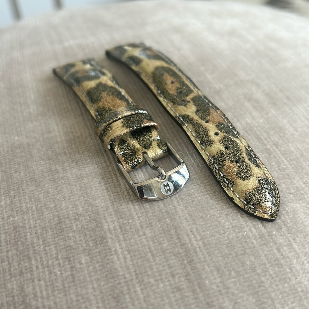 Michelle 18mm Leopard Print Watch Band Genuine Leather.